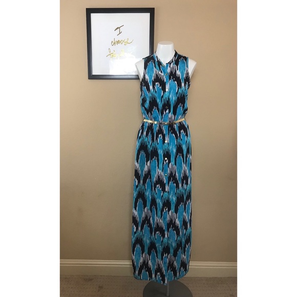 MICHAEL Michael Kors Dresses & Skirts - B4 Michael Kors Teal/black ikat print maxi dress